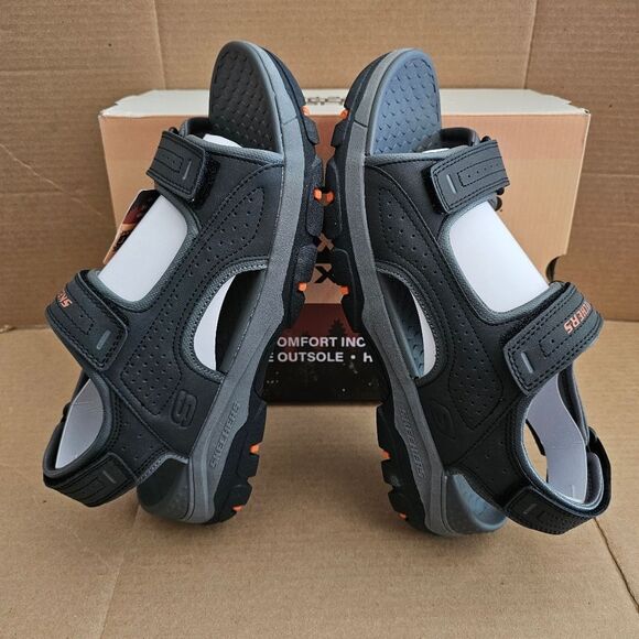 Skechers Black and Gray Sandals with Luxe Foam main image 6